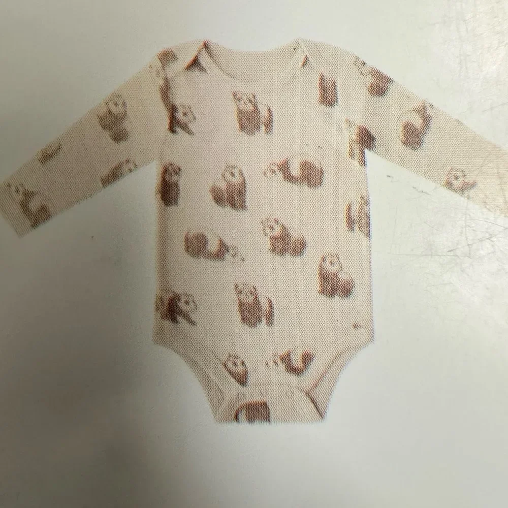 NWT Members Mark Baby 4 Cotton Long Sleeve Bodysuits Green Cream Pink - Size 9M